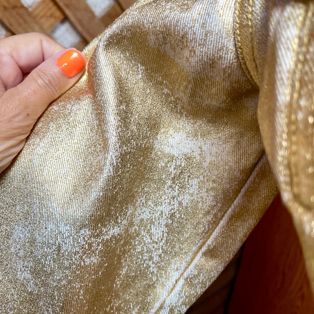GUESS Unique GOLD Coated JEAN JACKET Size M As-Is New With Defects - Picture 3 of 16